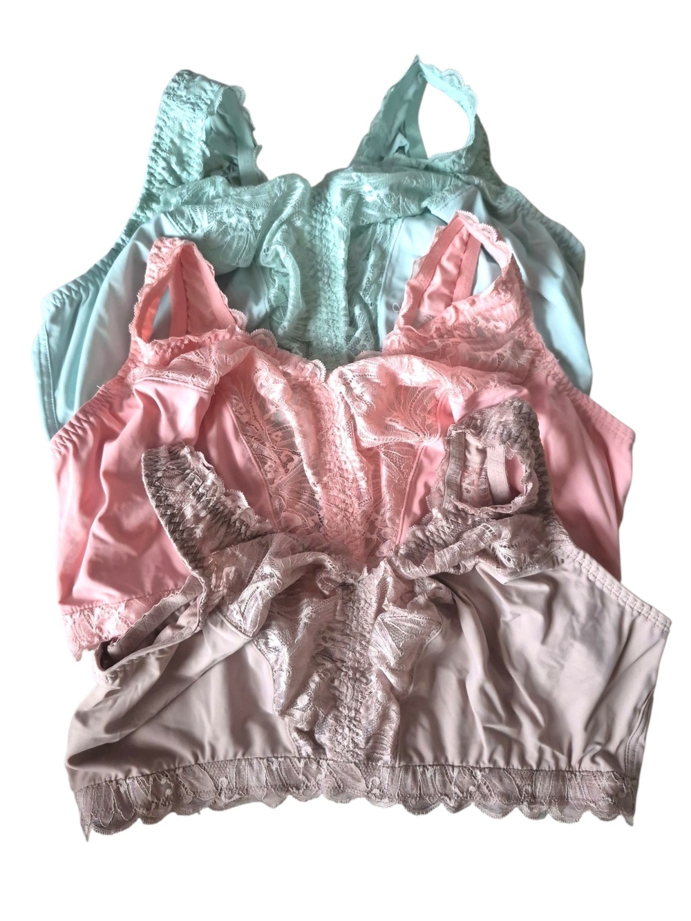 Breezies Soft Support Lace Wirefree Bras 1X Set of 3 Pastel UltimAir Romantic